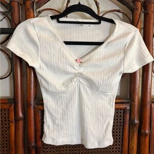 Chic White Short Sleeve Women's Top